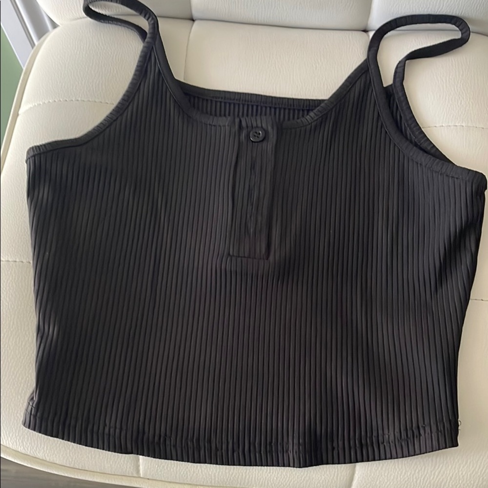 Black Ribbed Women's Top - Picture 2 of 5